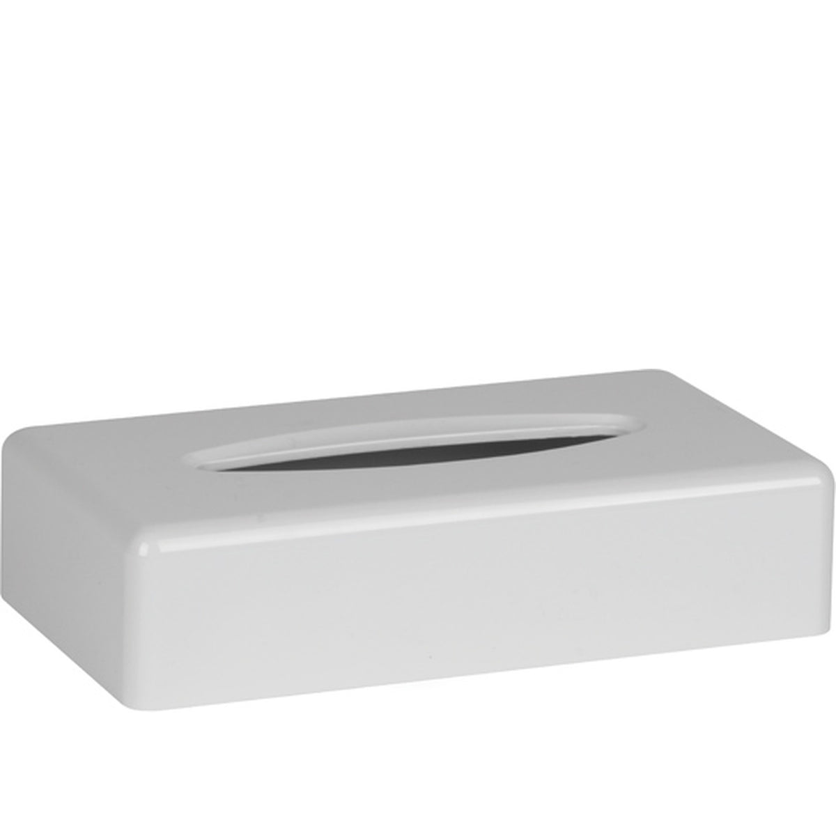 Porta veline rettangolare in ABS bianco lucido, kit d'installazione a parete incluso, 27 x 14 x h 7 cm
