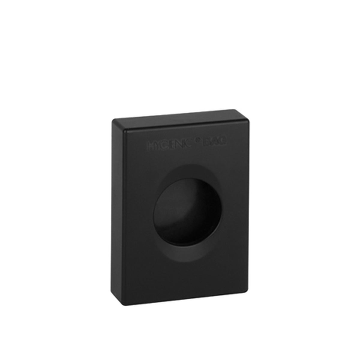 Porta sacchetti igienici da parete o da appoggio in ABS nero opaco, 9,5 x 2,5 x h 13,5 cm