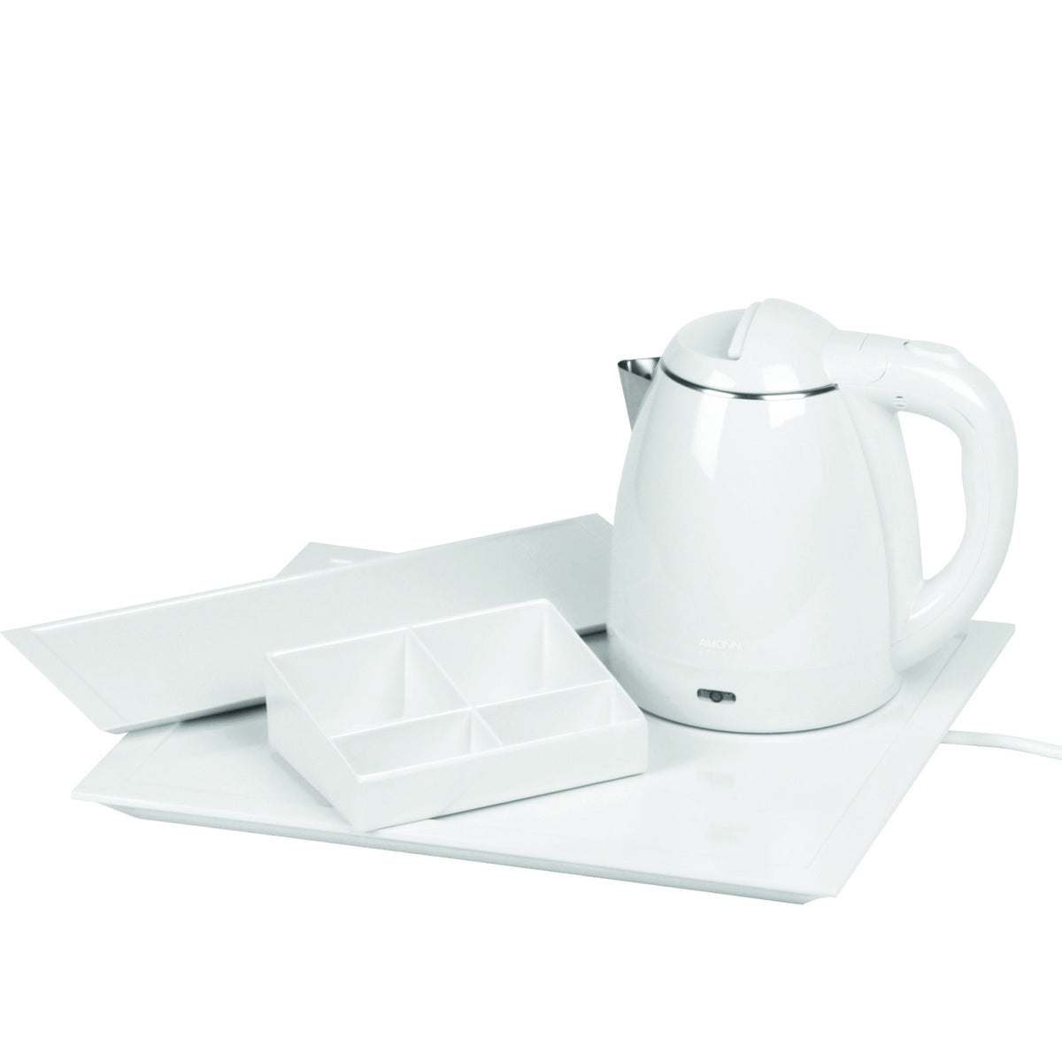 Wasserkocher-Set Weiß mit weißen Melamintabletts – 1,2L