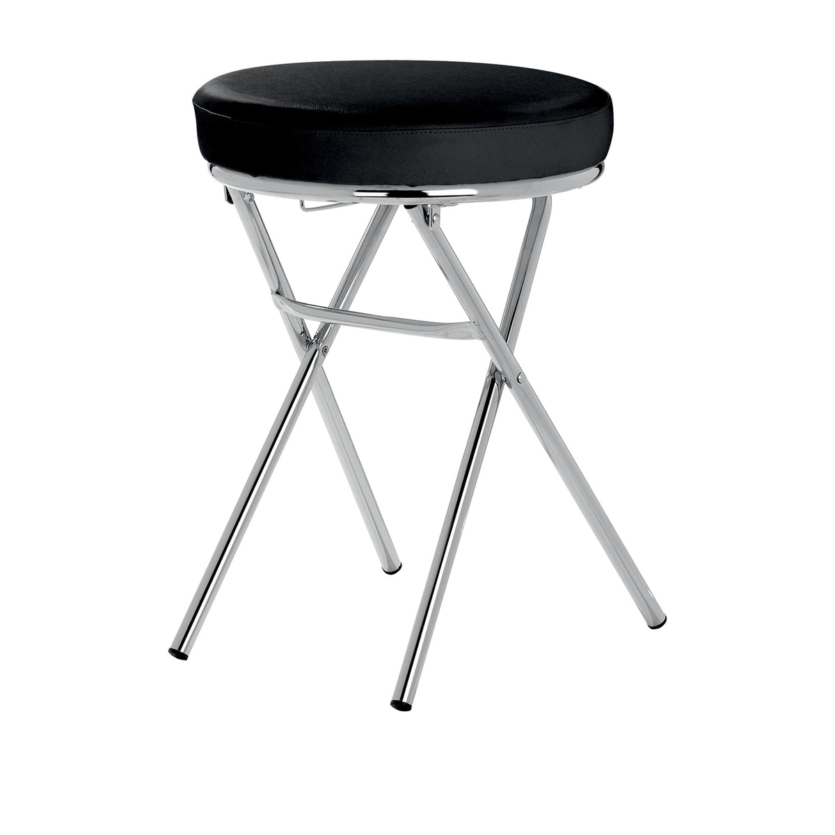 Klappbarer Badhocker Metall Verchromt Kunstleder Schwarz – Ø36x49cm