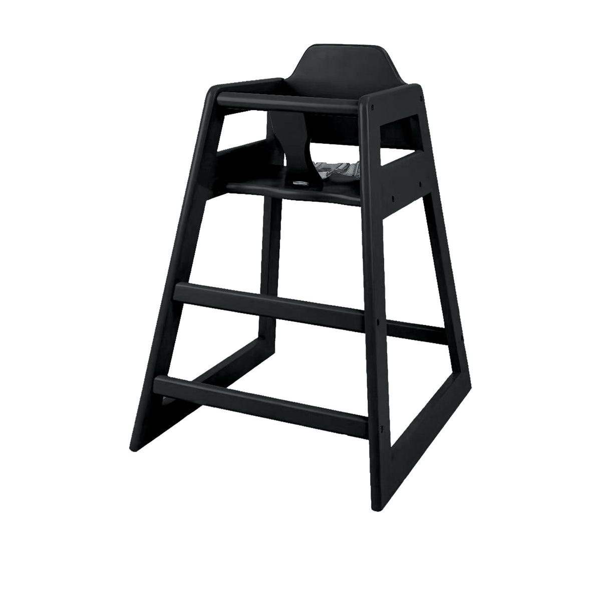 Seggiolone impilabile in legno verniciato nero, 50,5 x 58,5 x h 75 cm