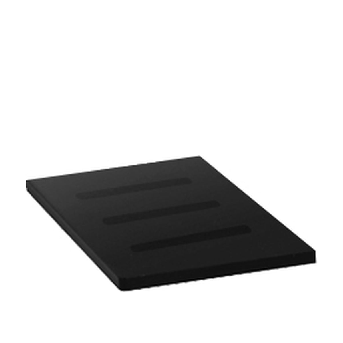 Linear 0.5, plexiglass soap dish, glossy black color, small size, 8 x 8 x 0.5 cm