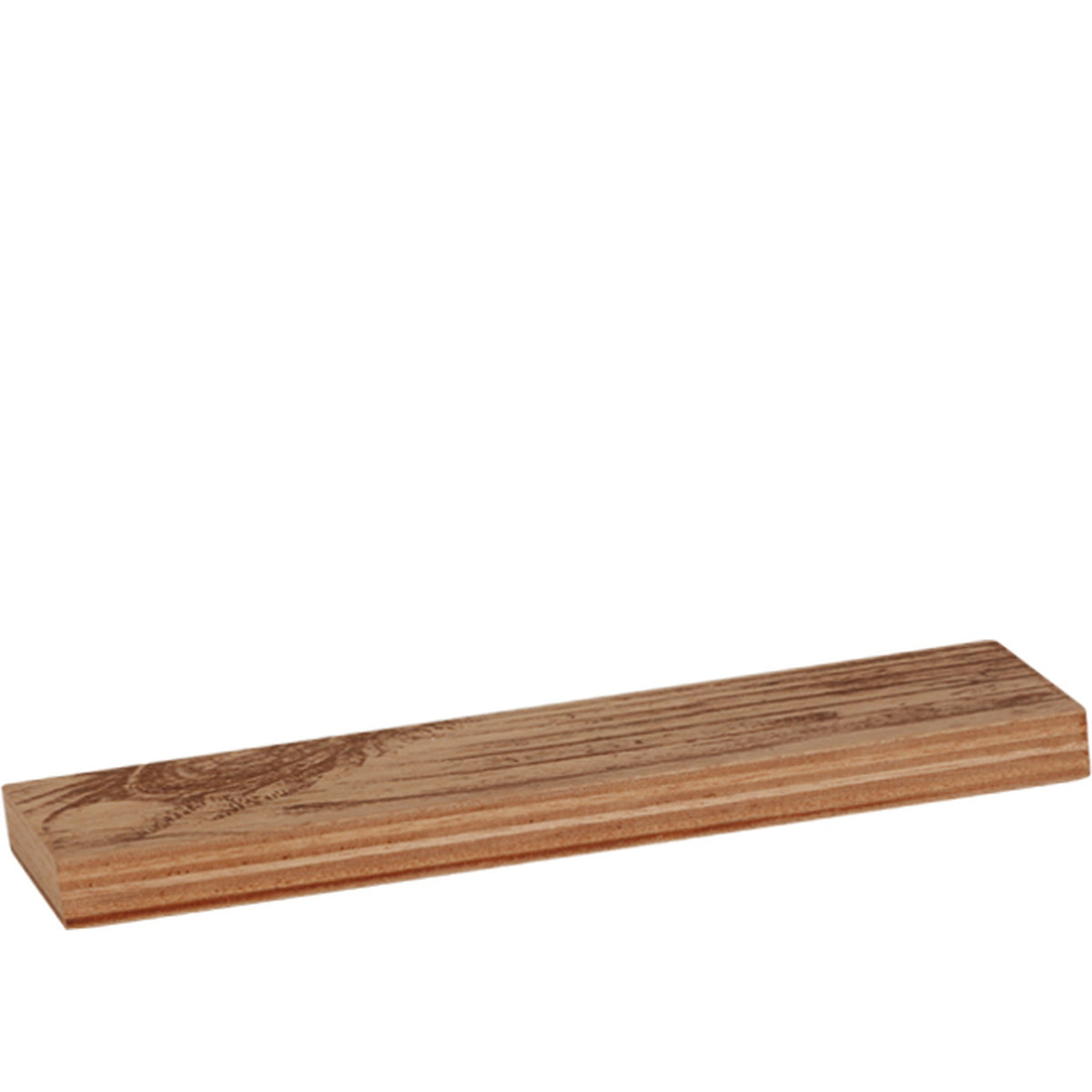 Okumè wood display with grain, slice model, with plexiglass feet, 25x6x2h cm.