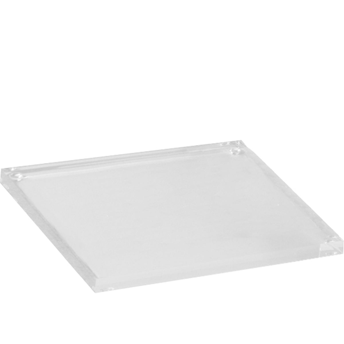 Linear 1.0, display tray in glossy transparent plexiglass, square, 20 x 20 x 1 cm