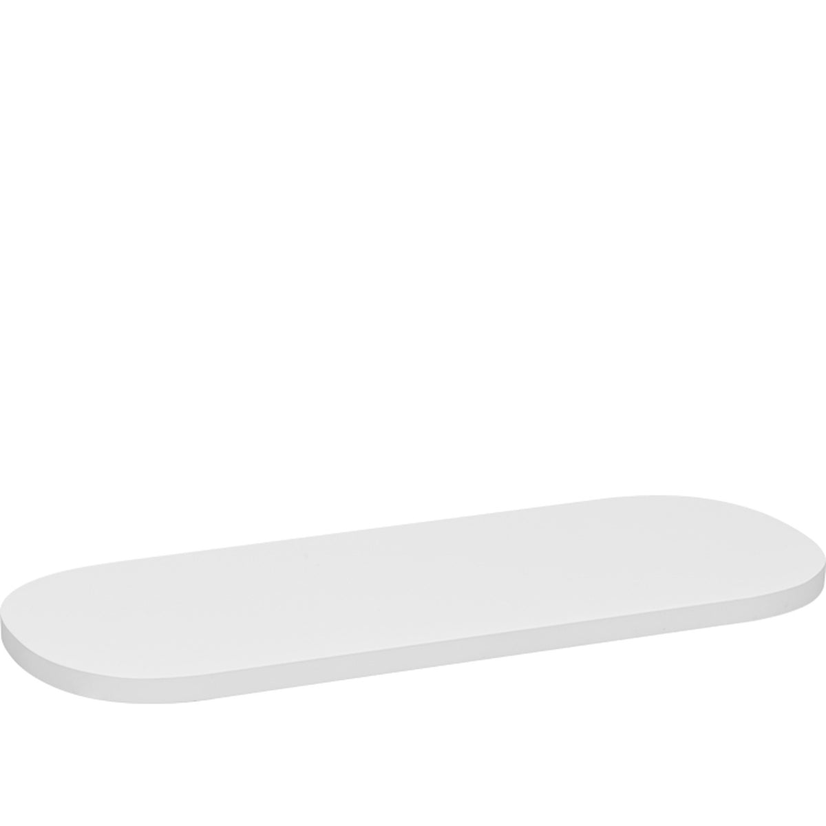 Oval: display tray in matt white plexiglass, 32 x 12 x 1 cm