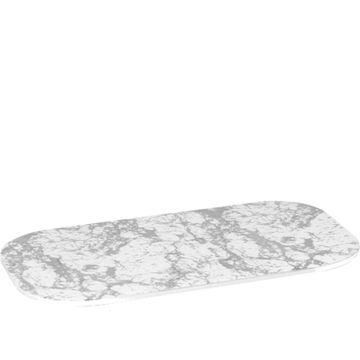Marble Look, display tray in marble-effect plexiglass, white and grey, rounded corners, 25 x 14 x 0.5 cm