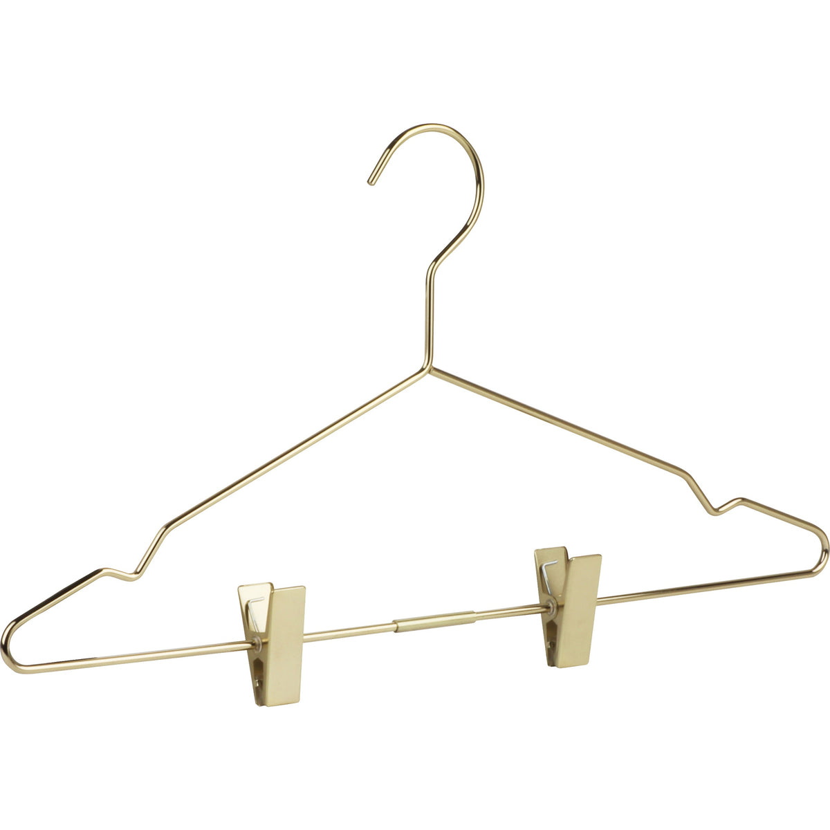 Cintre en Acier Doré avec Barre et Pinces Coulissantes – 42x0,3cm