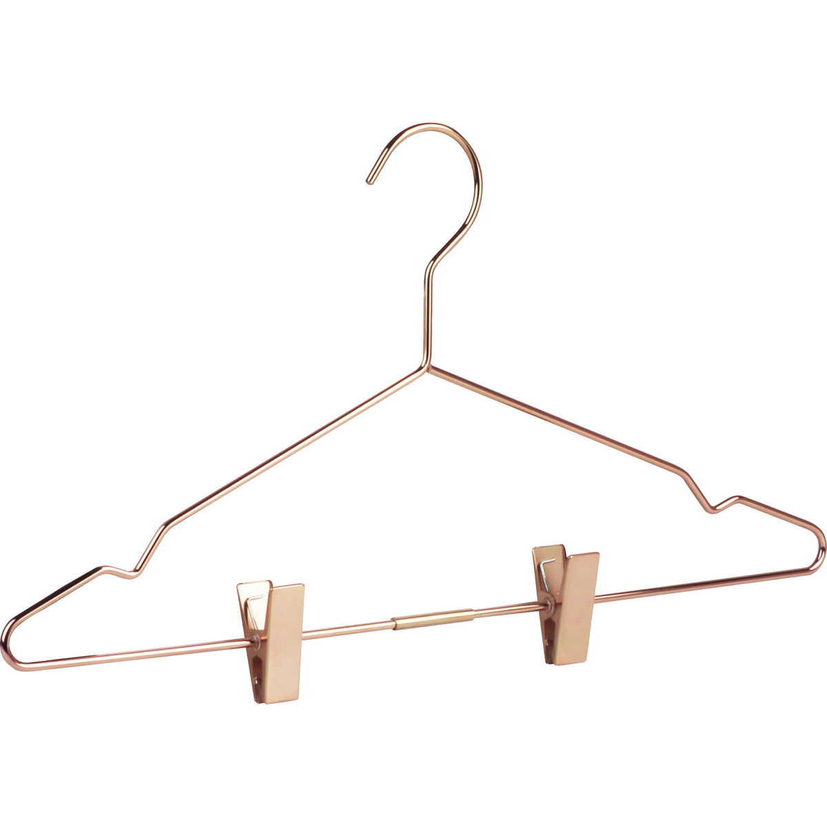 Gruccia in acciaio ramato con asta e pinze scorrevoli, 42 x diam. 0,3 cm, 50 pz