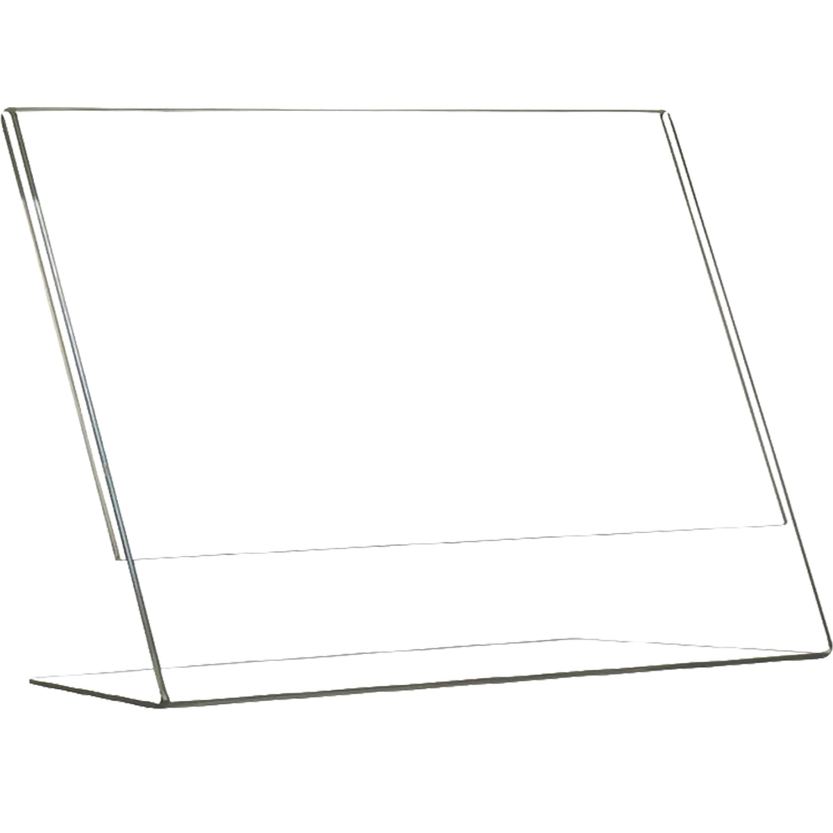 Porta avvisi in plexiglass trasparente con base a L, formato A3 orizzontale (42x29,7)