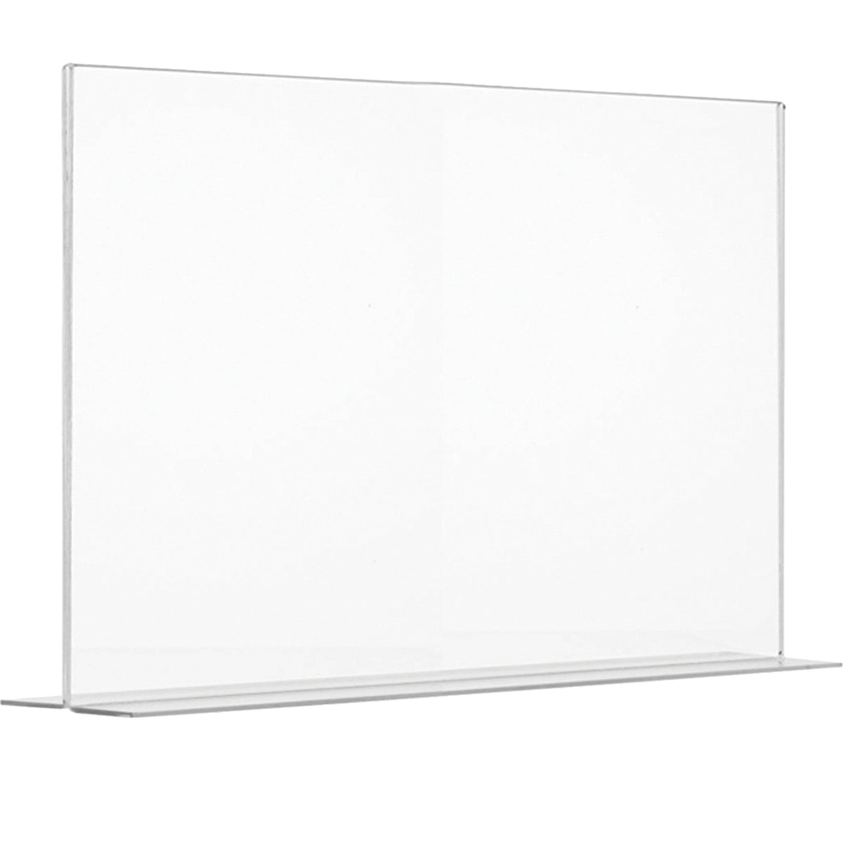 Porta avvisi in plexiglass trasparente con base a T, formato A3 orizzontale (42x30)