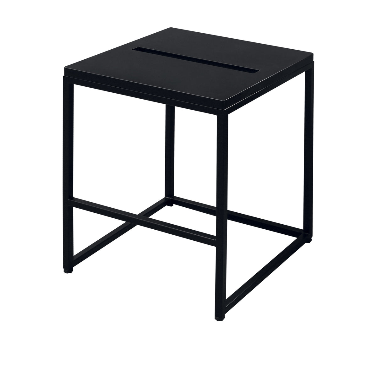 Neliö – Badhocker aus Metall und Holz 35x35x45cm Schwarz
