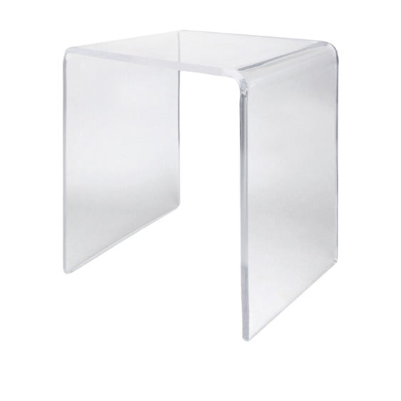 Sgabello bagno in cristallo acrilico trasparente, 35x30xh45 cm
