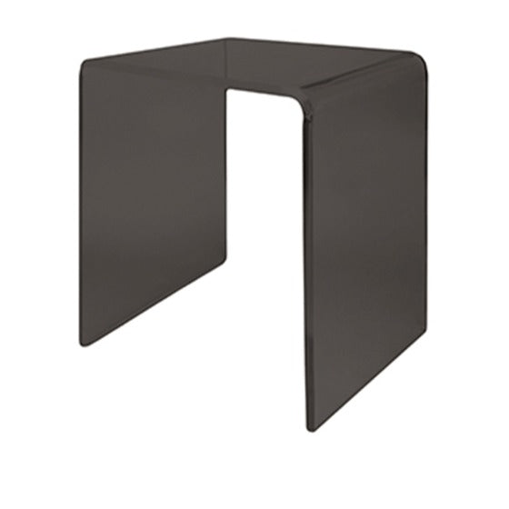 Sgabello bagno in cristallo acrilico antracite semitrasparente, 35 x 30 x h 45 cm