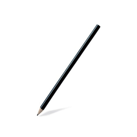 Matita tonda in legno di tiglio naturale, esternamente nera, senza gomma, 18 cm. Conf. 100 pz.