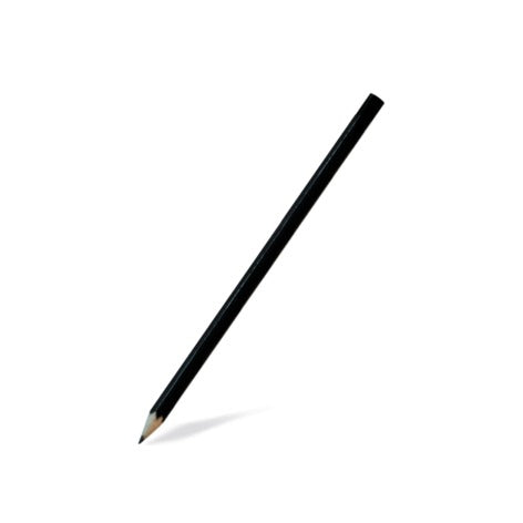 Hexagonal linden wood pencil, black exterior, without eraser, 18 cm, pack of 250 pcs