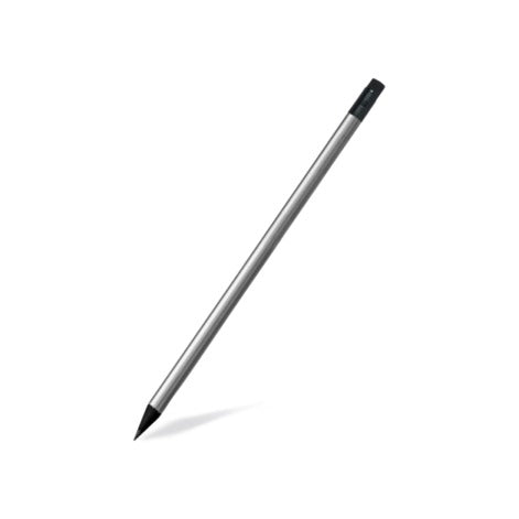 Matita tonda in legno di tiglio nero, esterno argento, con gomma, 19 cm. Conf. 100 pz.