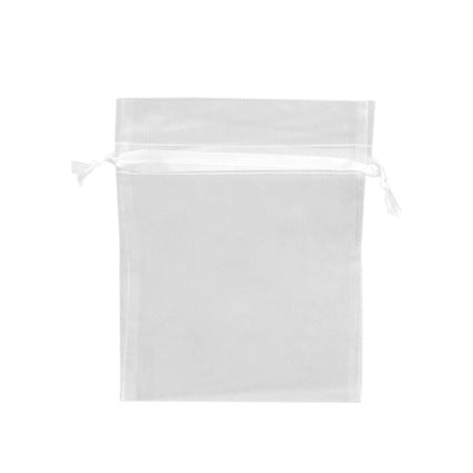 Sacchetto in organza, colore bianco, 12 x h 17 cm, confezione da 100 pz