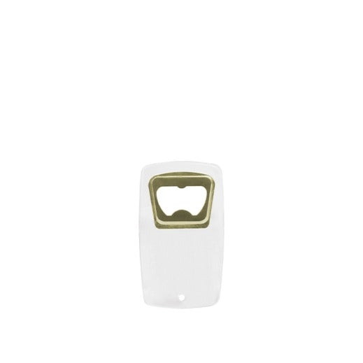Apribottiglie in ABS trasparente e metallo dorato, 4,6 x 8,3 cm