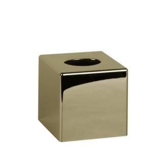 Porta veline cubico in ABS dorato, 13,5 x 13,5 x h 13,5 cm