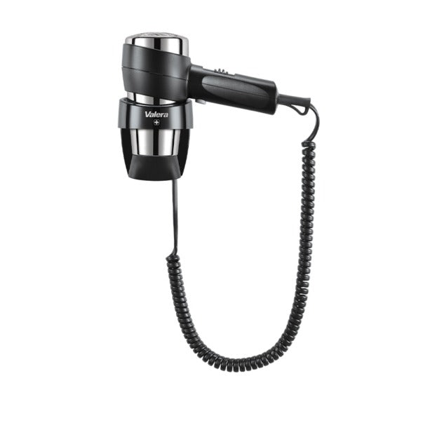 Valera, asciugacapelli Action Super Plus 1800 con supporto a parete, nero e cromato, 25 x h 18,5 cm.