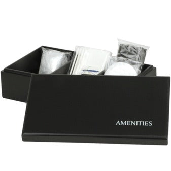 Space, coffret in legno verniciato nero opaco con dicitura 'Amenities' e due divisori interni, conf. 10 pz.