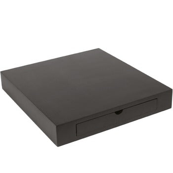 Base per macchina caffè/bollitore in legno nero con cassetto porta capsule e bustine, 36x38,5xh6 cm