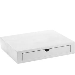 Base per macchina caffè e bollitore in legno bianco con cassetto, 30x25x6 cm