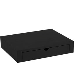 Base per macchina caffè e/o bollitore elettrico in legno verniciato nero con cassetto porta capsule e bustine, 30 x 25 x h 6 cm