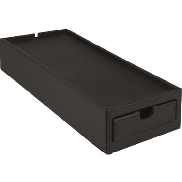 Base per macchina caffè in ecopelle nera con cassetto porta capsule e bustine, 16 x 42 x h 9 cm