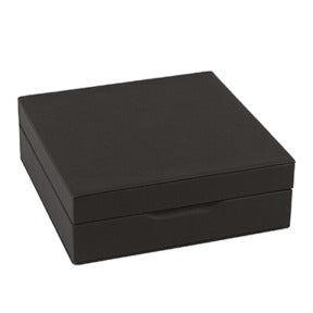 Cofanetto porta capsule e bustine di zucchero in ecopelle nera, 16,2 x 16,2 x h 5,5 cm