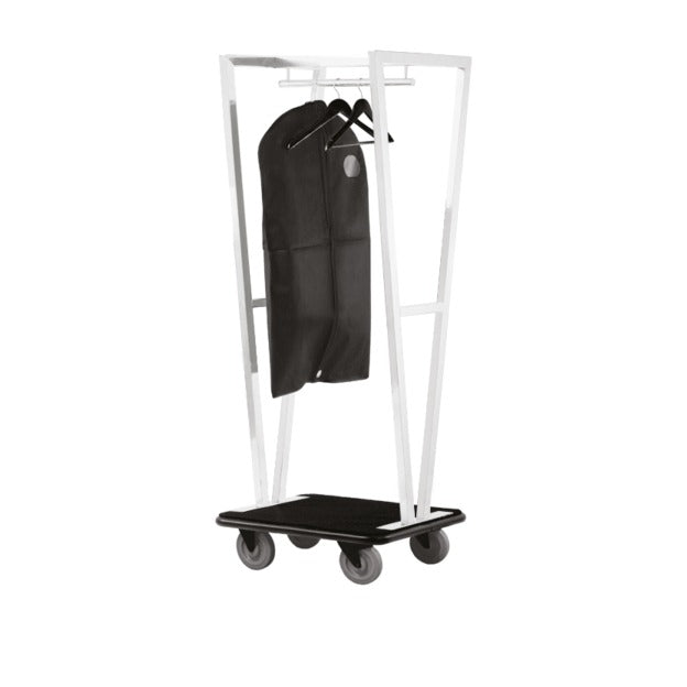 Steel Line, carrello portavaligie in acciaio inox verniciato bianco, 70 x 60 x h 180 cm