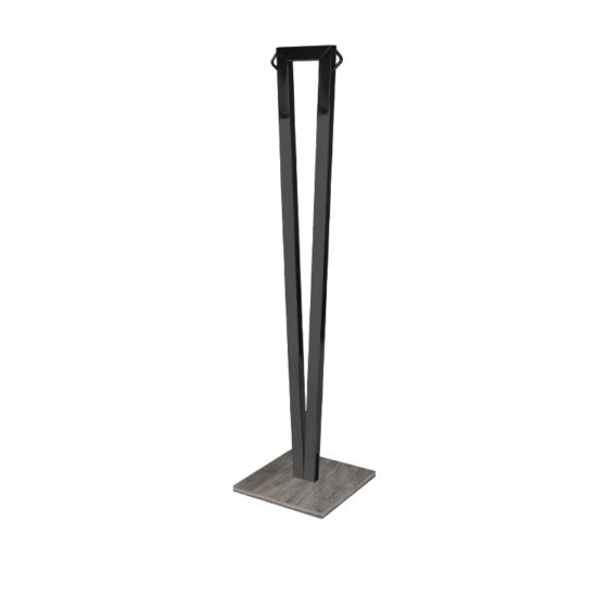 Steel Line, colonna di delimitazione in acciaio inox verniciato antracite e base in legno grigio, 23 x 23 x h 102 cm