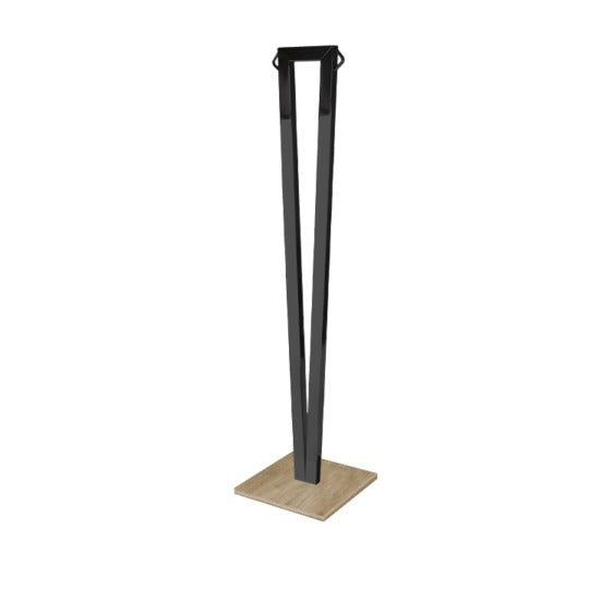 Steel Line, colonna di delimitazione in acciaio inox verniciato antracite e base in legno naturale, 23 x 23 x h 102 cm