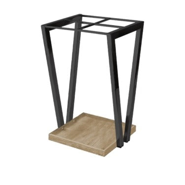 Steel Line, portaombrelli in acciaio inox verniciato antracite e base in legno naturale, 30 x 31,5 x h 55 cm.