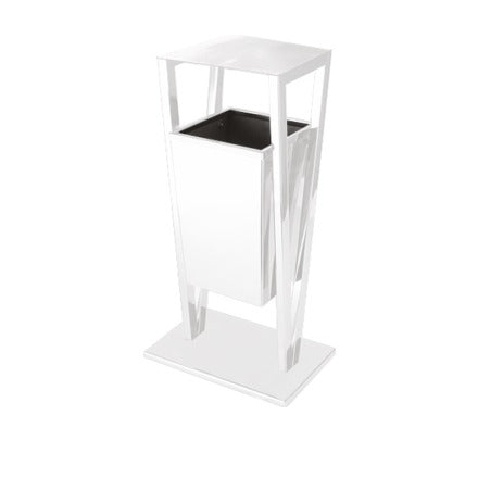 Steel Line, cestino gettacarte in acciaio inox verniciato bianco, 37 x 25 x h 71 cm