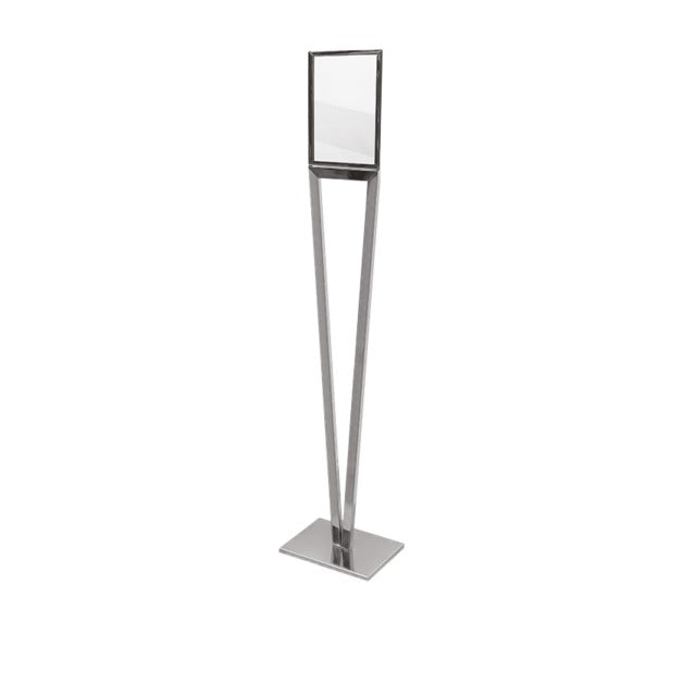Steel Line, porta avvisi formato A4 su piantana in acciaio inox lucido, 30 x 22 x h 140 cm.