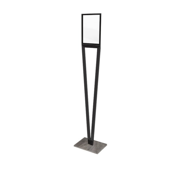 Steel Line, porta avvisi A4 su piantana in acciaio inox antracite e base in legno grigio, 30x22x140 cm
