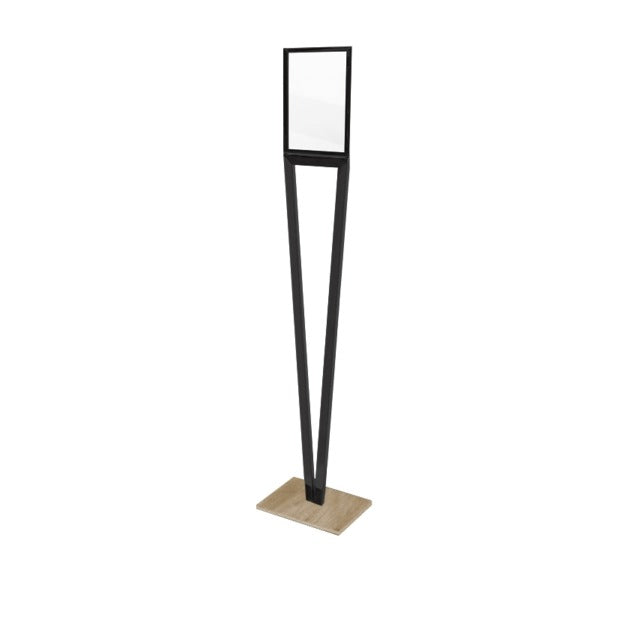 Steel Line, porta avvisi A4 su piantana in acciaio inox antracite e base in legno naturale, 30x22xh140 cm