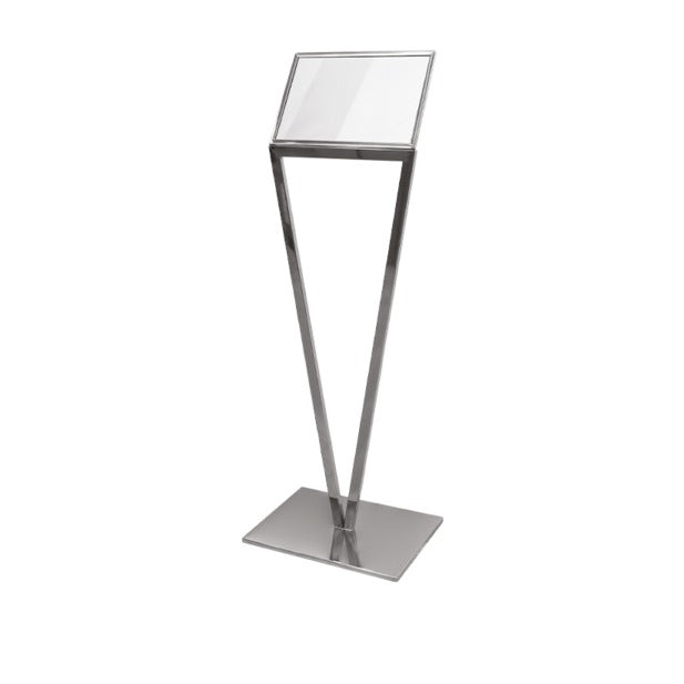 Steel Line, porta avvisi formato A3 su piantana in acciaio inox lucido, 30 x 22 x h 140 cm