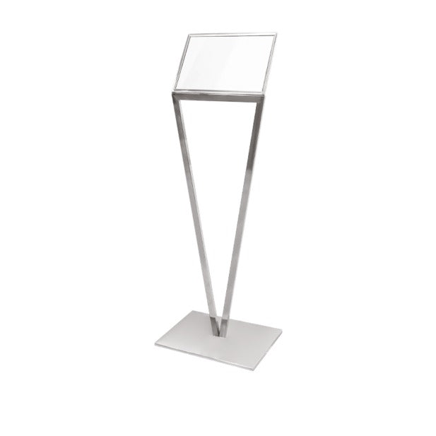Steel Line, porta avvisi formato A3 su piantana in acciaio inox satinato, 50 x 37 x h 140 cm