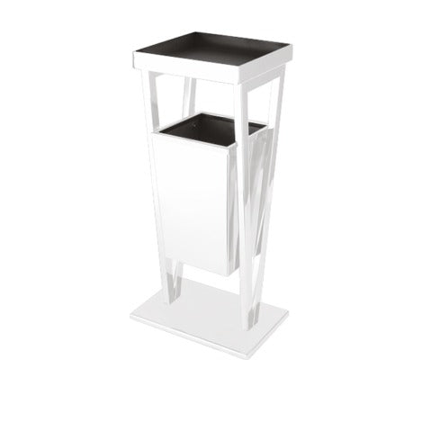 Steel Line, cestino gettacarte con posacenere in acciaio inox verniciato bianco, 37 x 28,5 x h 75 cm