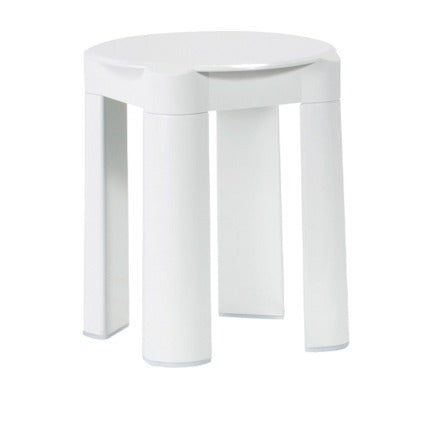 Sgabello bagno in ABS bianco, diam. 33 x h 40 cm