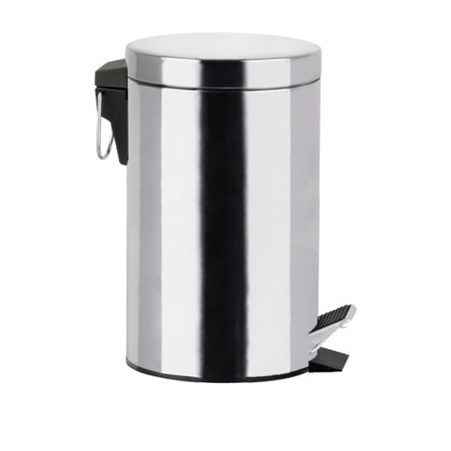 Pattumiera rotonda in acciaio inox lucido, 5 L, diam. 21 x h 28 cm