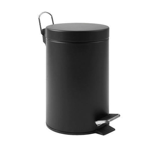 Pattumiera rotonda in metallo verniciato nero, 5 L, Ø 21 x h 28 cm