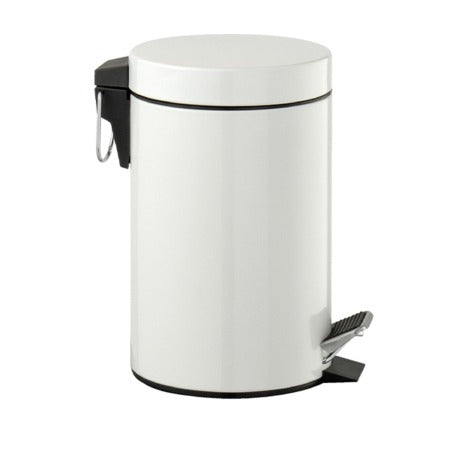 Pattumiera rotonda in metallo verniciato bianco, capacità 3 L, diam. 16,7 x h 27 cm