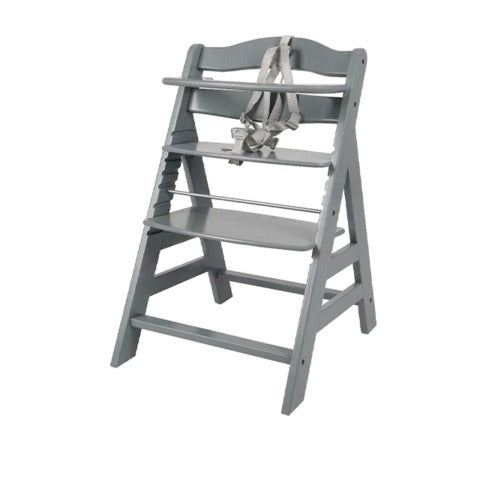 Seggiolone in legno verniciato grigio, 48 x 56 x h 77 cm