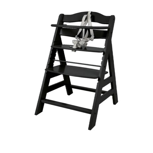 Seggiolone in legno verniciato nero, 48 x 56 x h 77 cm