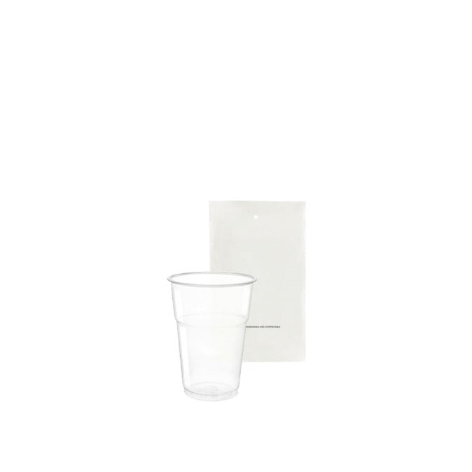 Bicchiere monouso in PLA trasparente, biodegradabile e compostabile, imbustato, 25 cl, diam. 8 x h 9 cm, conf. da 200 pz