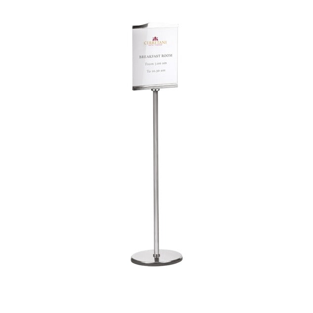 Classic, porta avvisi su piantana in ottone cromato, diam. 32 x h 168 cm.