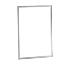 Porta avvisi da parete in plexiglass trasparente con cornice argentata, per formato A5, 16,8 x 23 cm
